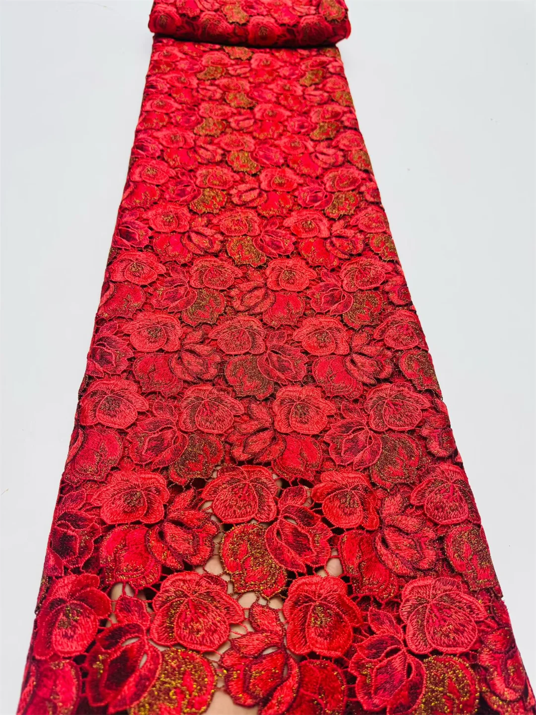 Cotton Embroidered African Guipure Cord Lace Traditional inspired Garment Women Water Soluble Fabric Occasional Wear