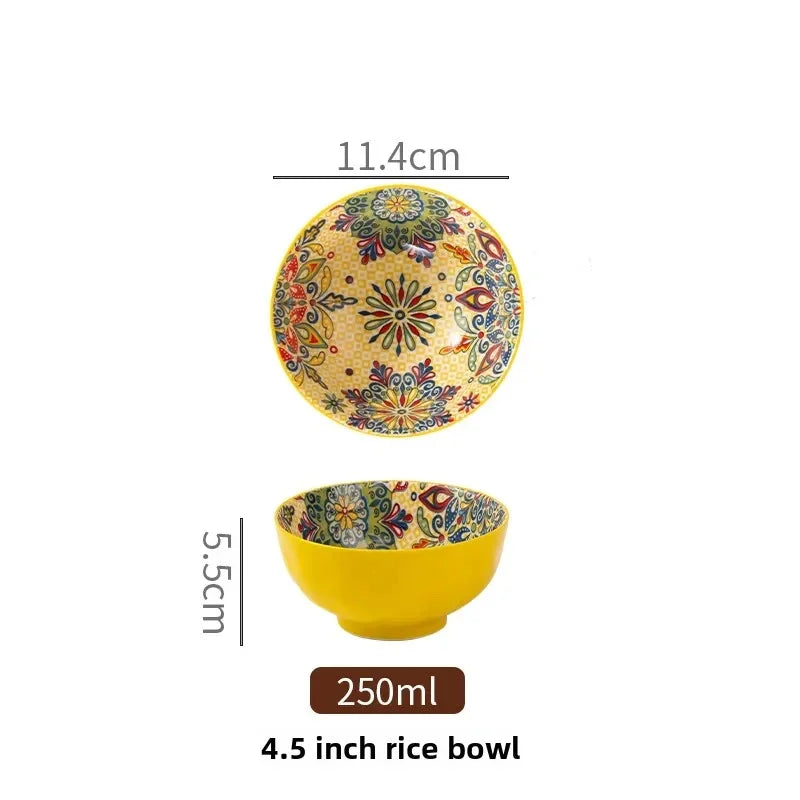 Ceramic Tableware Set Rice Bowl Serving Plate Creative Cutlery Soup Plate Noodle Handle Bowl Sauce Dish Steak Salad Fruit Plate