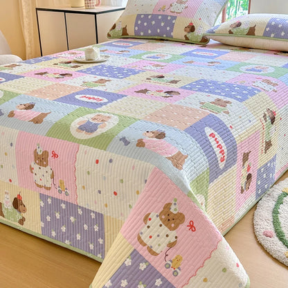 Bonenjoy 1pc Bedspread 100% Cotton Bed Cover Quilted Bed Linen Skin-friendly Bedsheet покрывало на кровать (No Pillowcase)