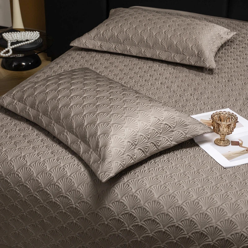 3Pcs Luxury Lyocell Cotton Soft Silky Embossing Quilted Bedspread, Bed Cover, Mattress Topper Coverlet, Bed Sheet, Pillowcases