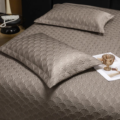 3Pcs Luxury Lyocell Cotton Soft Silky Embossing Quilted Bedspread, Bed Cover, Mattress Topper Coverlet, Bed Sheet, Pillowcases