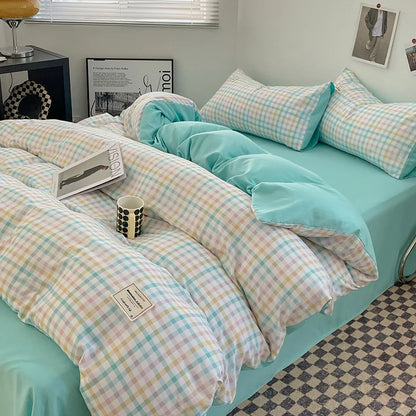 Bed Linen Sheets Duvet Cover Four-piece Set of Washed Cotton Bedding Quilt Covers Three-piece Set for Student Dormitories