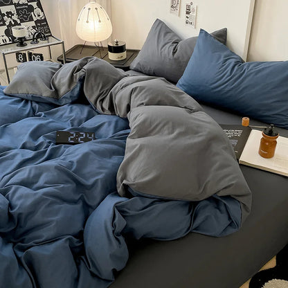 Bed Linen Sheets Duvet Cover Four-piece Set of Washed Cotton Bedding Quilt Covers Three-piece Set for Student Dormitories
