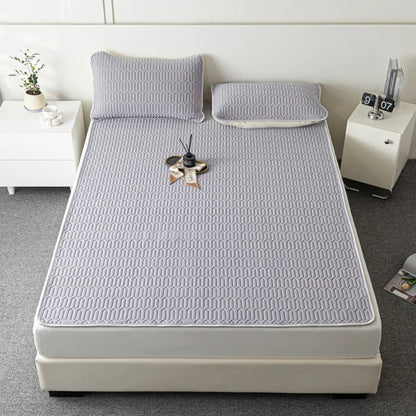 Soft Thicken Latex Filling Summer Bed Mat and Pillowcase 2/3pcs Bedding Set Smooth Cool Feeling Bed Sheet Cooling Mattress Cover