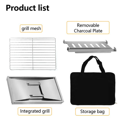 304 Stainless Steel Barbecue Grill Portable Outdoor Stove IGT Table Stove Folding Firewood Stove Barbecue Camping Stove
