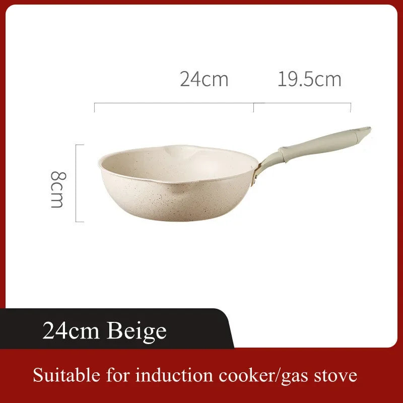 Durable Non-Stick Deep Wok Pan Frying Pan Maifan Stone Home Steak Pancake Cooking Pots Skillet Saucepan Kitchen Cookware Utensil