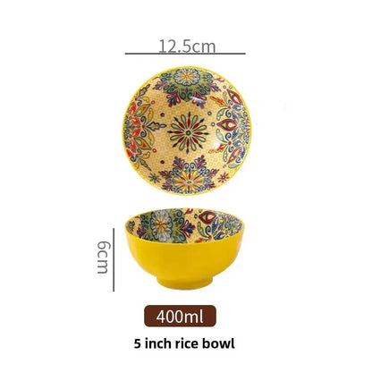Ceramic Tableware Set Rice Bowl Serving Plate Creative Cutlery Soup Plate Noodle Handle Bowl Sauce Dish Steak Salad Fruit Plate