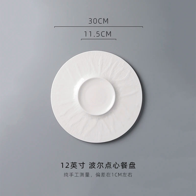 White Porcelain Western Steak Dinner Plate French Tableware Top-grade Home Kitchen Pasta Vegetable Round Plate Kitchen Plates