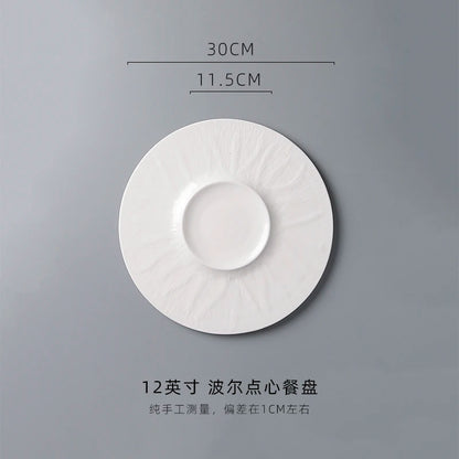 White Porcelain Western Steak Dinner Plate French Tableware Top-grade Home Kitchen Pasta Vegetable Round Plate Kitchen Plates