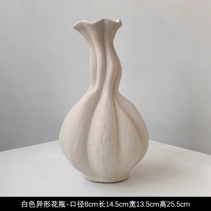 Livetai Wabi-Sabi Handmade Ceramic Vase, Organic Artistic Flower Pot for Living Room, Study & TV Console, Modern Boho Decor