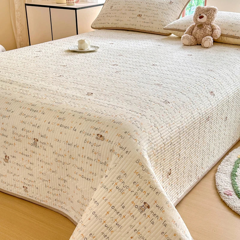 Bonenjoy 1pc Bedspread 100% Cotton Bed Cover Quilted Bed Linen Skin-friendly Bedsheet покрывало на кровать (No Pillowcase)