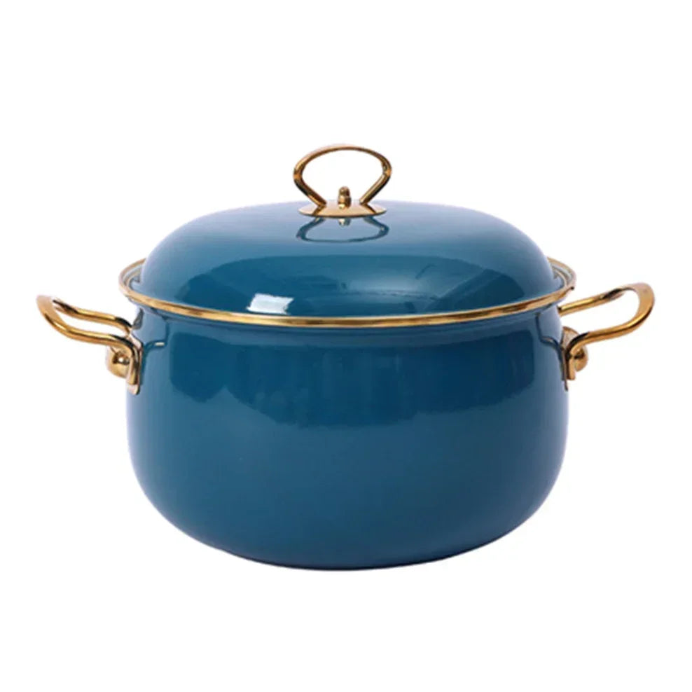 24cm Caliber Porcelain Enameled Soup Pot Turkey Style Double-Ear Enamel Pot For Kitchen Boiled Noodles Home Cooker Stewed Pot