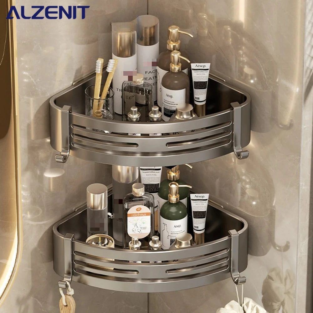 Black Bathroom Shelf for Shower Wall Mounted Shampoo Bottle Orangizer Shower Corner Rack Storage Punch-free Bathroom Accessories