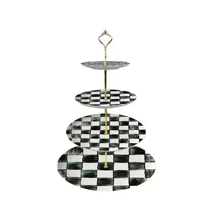 Glazed Western-style Dishes Creative Black-and-white Lattice Wedding Banquet Bone China Plate Flat Ceramic Tableware Vajillas