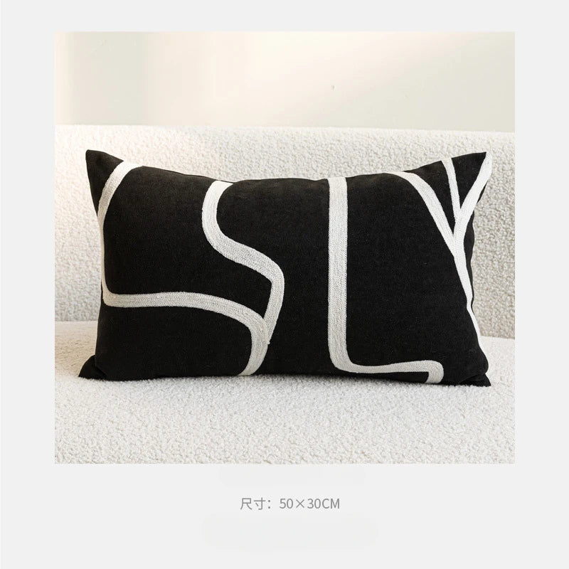 Modern Luxury Lumbar Pillow Cover 12x20in High Density Embroidered Jacquard Pillow Covers Decorative Home Decor for Sofa Bedroom
