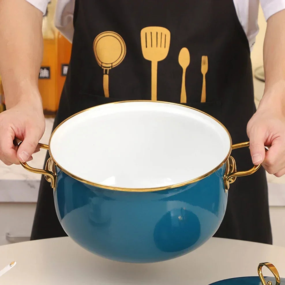 24cm Caliber Porcelain Enameled Soup Pot Turkey Style Double-Ear Enamel Pot For Kitchen Boiled Noodles Home Cooker Stewed Pot