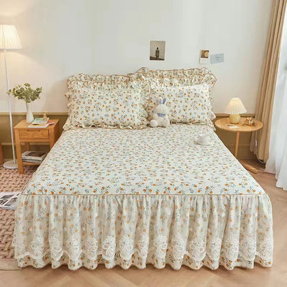 100% Cotton Bed Skirt Double King Size Bedspread Bedspreads Box Garden Spread the Queensize Cover Linen Sheet Skirts for Beds