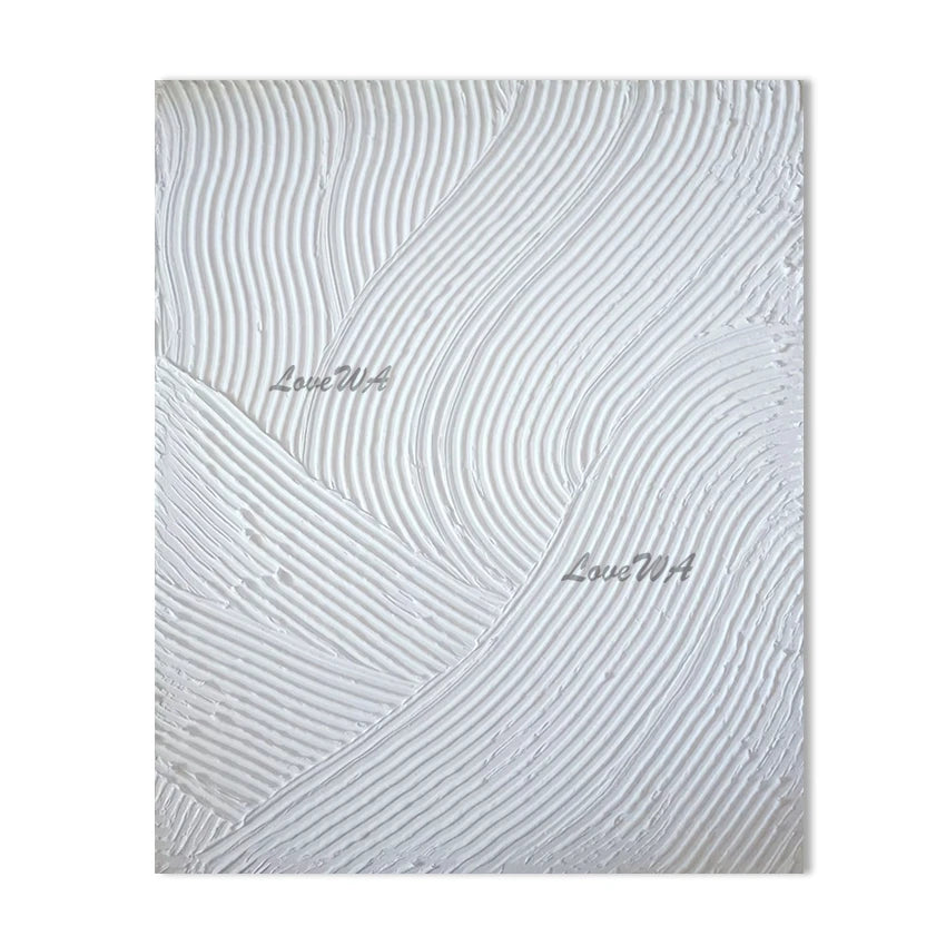 Pure White Textured Abstract Oil Painting Modern Simple And Elegant Wall Picture For Restaurant Framless Home Decoration Piece