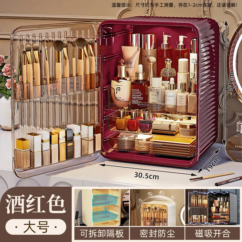 Cosmetic storage box desktop dustproof light luxury storage large capacity multi-layer skin care product storage rack