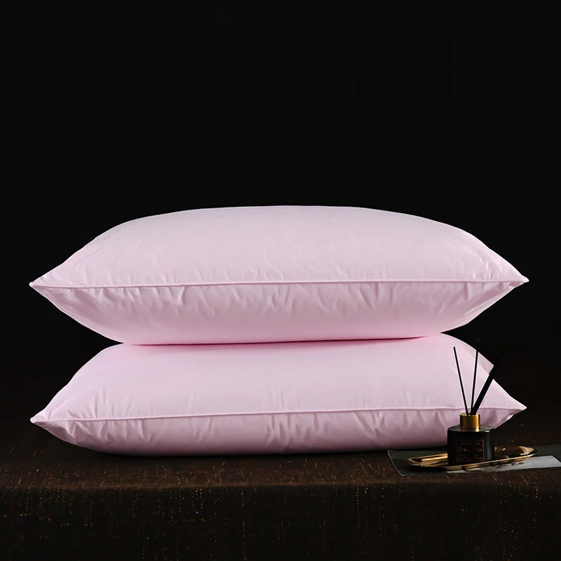 2Pcs 95% Goose Feather Down Pillows Neck Pillows for Sleeping 1 Pair Bed Pillow Inserts 100% Cotton Shell Standard Queen King