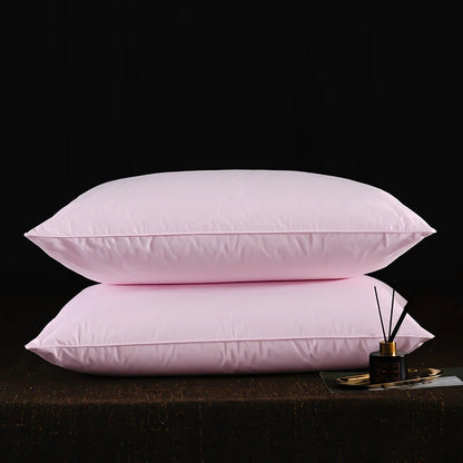 2Pcs 95% Goose Feather Down Pillows Neck Pillows for Sleeping 1 Pair Bed Pillow Inserts 100% Cotton Shell Standard Queen King