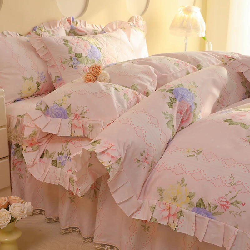 1pc Pure Cotton Duvet Cover Ruffles Quilt Cover Queen Size Comforter Cover Skin-friendly Bedding funda nordica (No Pillowcase)