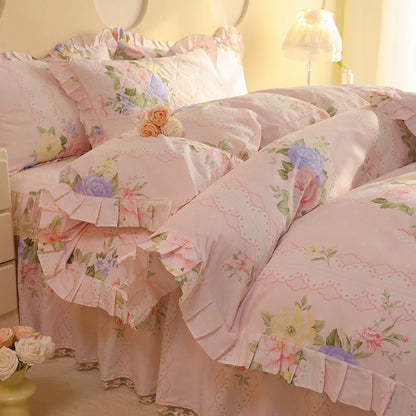 1pc Pure Cotton Duvet Cover Ruffles Quilt Cover Queen Size Comforter Cover Skin-friendly Bedding funda nordica (No Pillowcase)