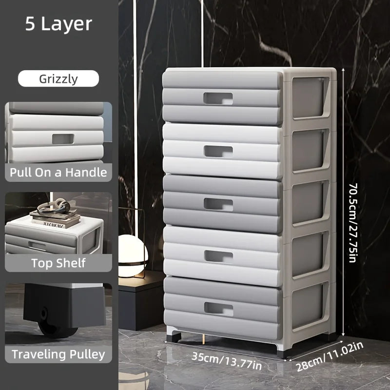 5-Drawer White Storage Cabinet - Sturdy, Smooth Sliding for Closet, Office, Bedroom Organization.