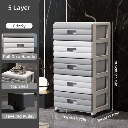 5-Drawer White Storage Cabinet - Sturdy, Smooth Sliding for Closet, Office, Bedroom Organization.