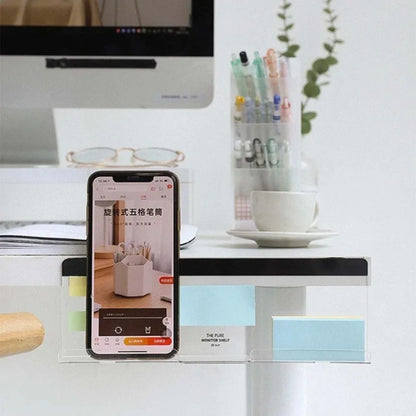 1Message Storage Board Under Computer Monitor，Office Desk Side Storage Rack Message Board Can Hold Phone Charging Memo Stickers