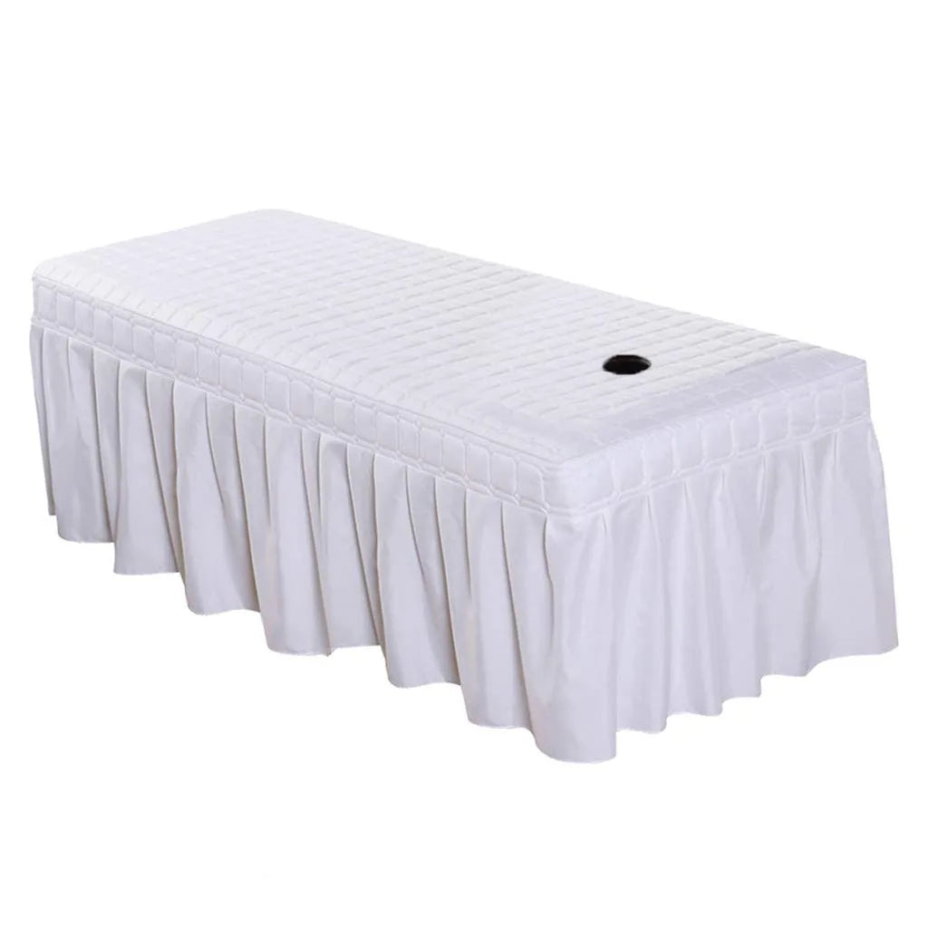 Thick Quilting Bed Skirt Beauty Salon Massage Plaid Bed Cover Sheet Skin-Friendly SPA Bed Full Cover with Hole Sabnanas, 1pcs