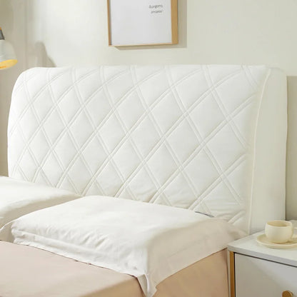 Solid Color Quilted Bed Headboard Cover All-inclusive Thicken Velvet Head Cover for Curvy Anti-dirt Bed Backrest Cover