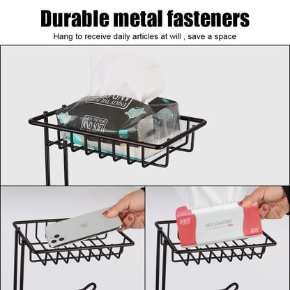 Bathroom Paper Roll Vertical Storage Basket Toilet Paper Holder Stainless Steel For Phone Tissue Multifunctional Storage Shelf