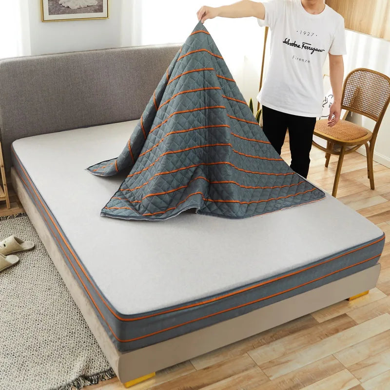 Printing Quilted Cotton Mattress Cover With Zipper Bedspread Mattress Cover Soft King Queen Tatami Bed Dust Cover Customizable