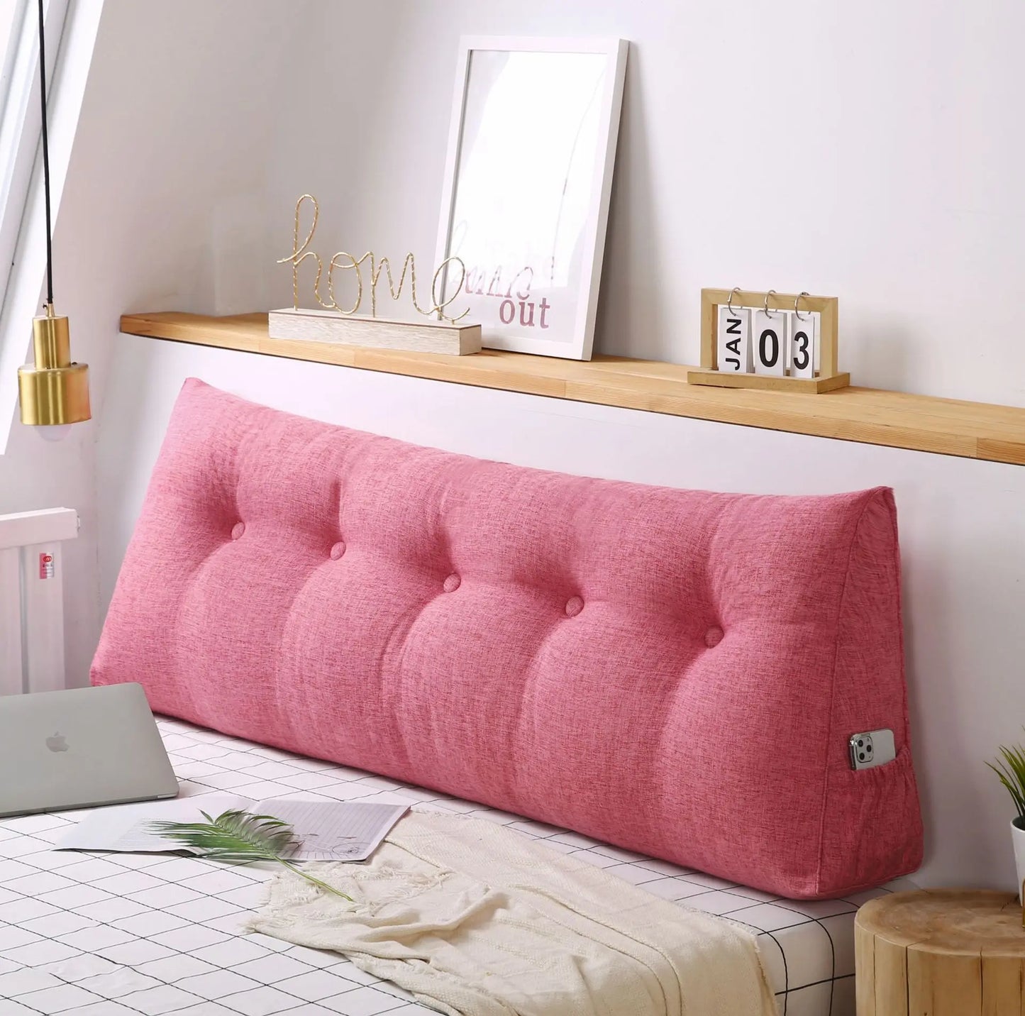 Large Triangular Headboard Wedge Bed Rest Reading Pillow Backrest Positioning Support Bolster Cushion with Removable Cover