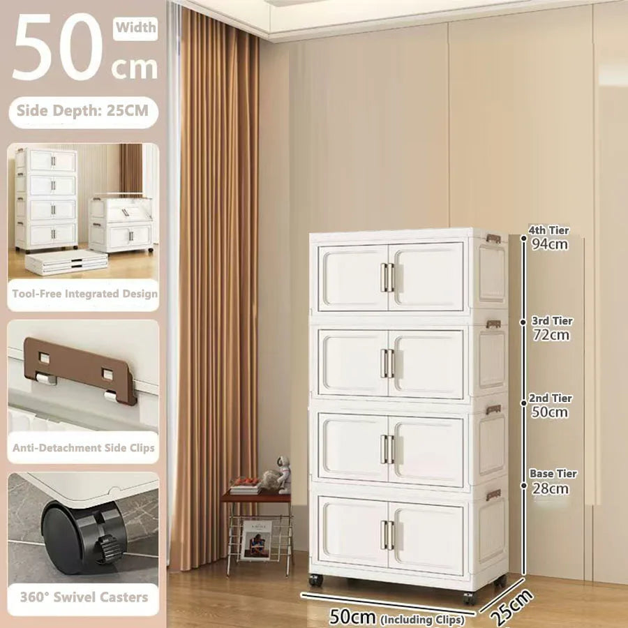 Storage Cabinet No Installation Required Organization Cabinet for Babies and Children Clothes Organizer Box Snack Plastic Foldable
