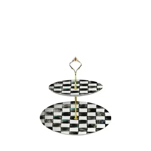 Glazed Western-style Dishes Creative Black-and-white Lattice Wedding Banquet Bone China Plate Flat Ceramic Tableware Vajillas