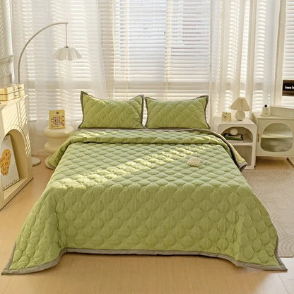 Quilted Bedspread Plaid Style Bed Linen Thickened Bedsheet Home Blanket Skin-friendly Bed Cover (Pillowcase Need Order)