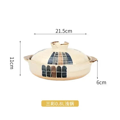 1 Pcs Ceramic Casserole Japanese Style Black Small Pot Clay Saucepan Home Kitchen Cookware Cooking Supplies Kitchen Pot Soup Pan