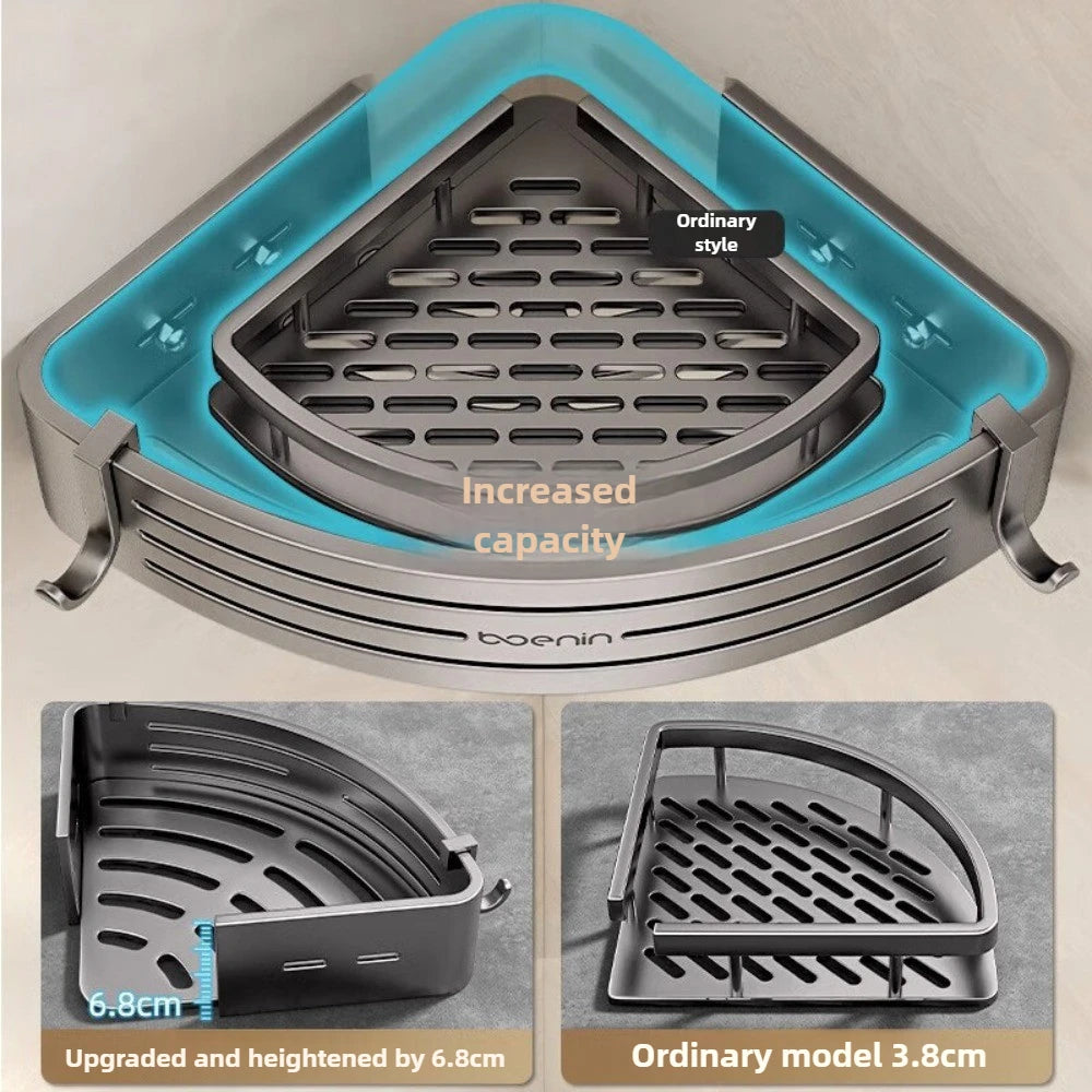 Elevated Bathroom Storage Rack Triangular Toilet No Drilling Corner Shower Hanging Shelf Wall Mounted Bathroom Accessory