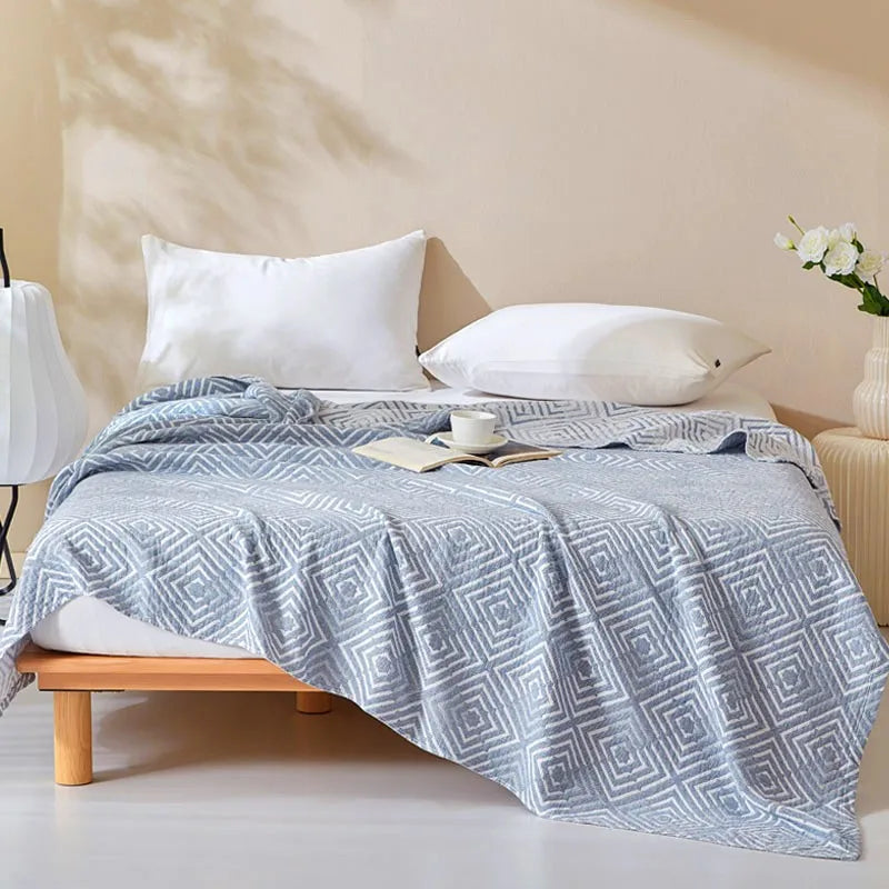 Cotton Gauze Blankets Muslin Bedspread for Bed Summer Double Couple Towel Quilts King Size Bed Covers Plaid Blankets Bed Sheet