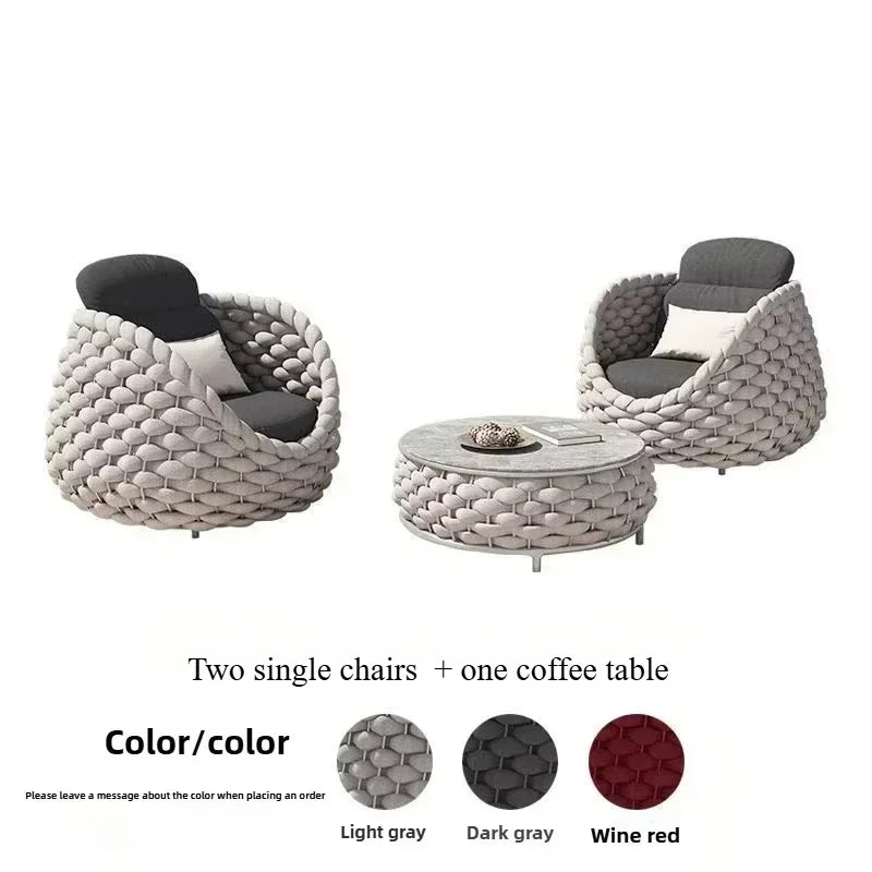 Outdoor Patio Sofa Set Wicker Garden Loveseat Cushioned Rattan Furniture Backyard Porch Seating All Weather Durable