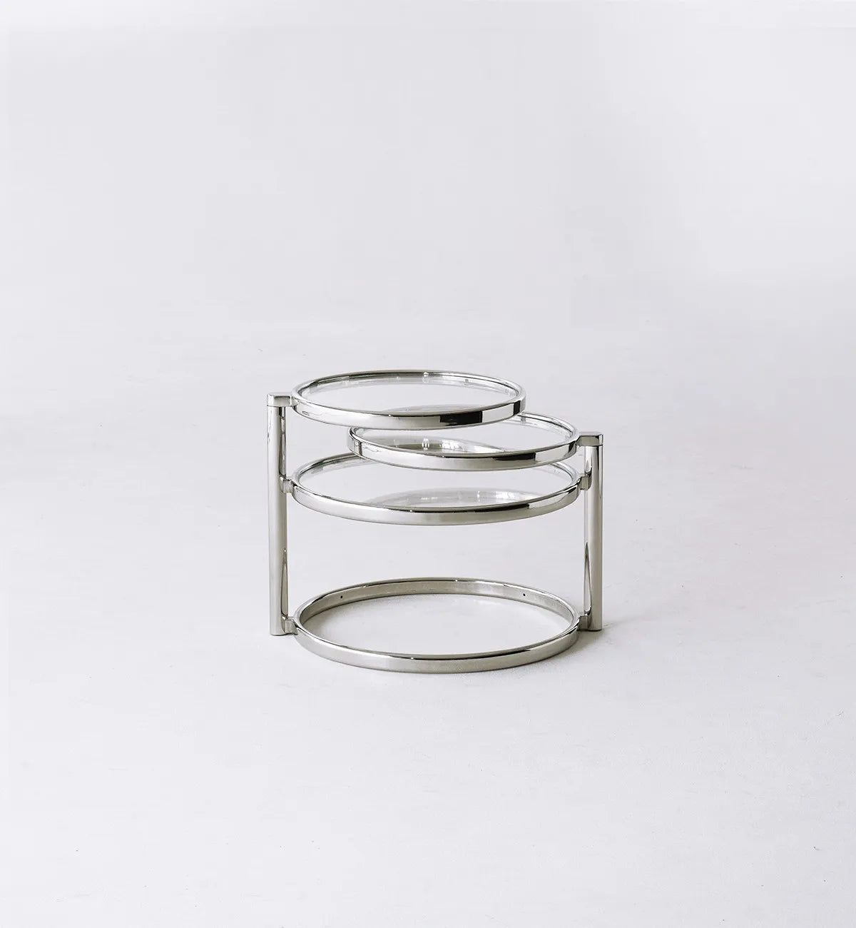 Minimalist Style Stainless Steel Furniture Round Side Table Creative Design Artistic Decoration Rotating Coffee Table 56x56x43cm