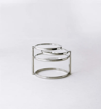 Minimalist Style Stainless Steel Furniture Round Side Table Creative Design Artistic Decoration Rotating Coffee Table 56x56x43cm