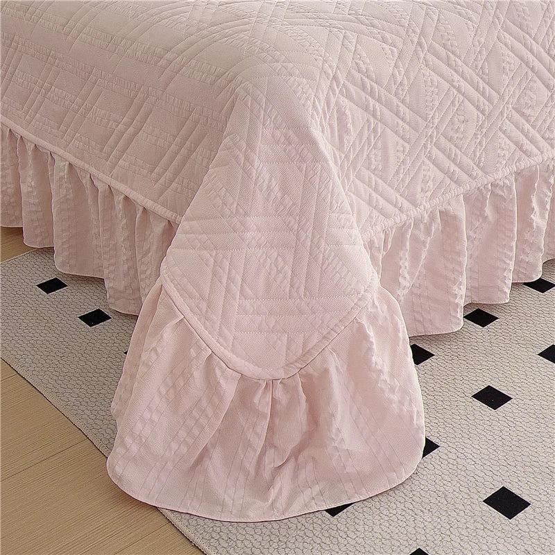 Bonenjoy Bed Cover Plain Bedspread Lace Style Bed Linen 250x250/250x270 Thicken Bedsheets colchas matrimoniales (No Pillowcase)