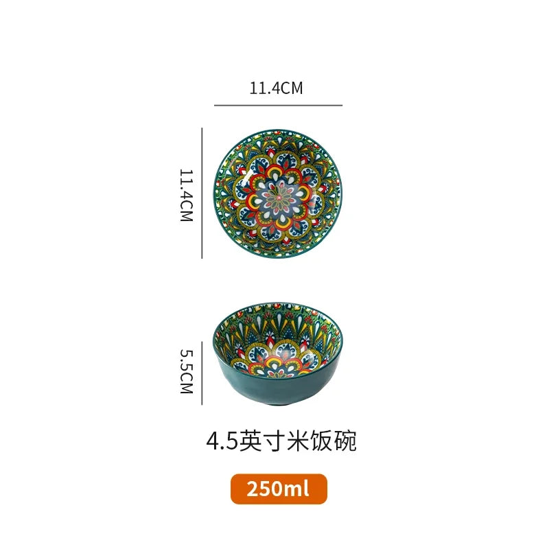 Ceramic Tableware Set Rice Bowl Serving Plate Creative Cutlery Soup Plate Noodle Handle Bowl Sauce Dish Steak Salad Fruit Plate