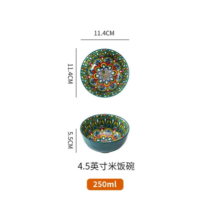 Ceramic Tableware Set Rice Bowl Serving Plate Creative Cutlery Soup Plate Noodle Handle Bowl Sauce Dish Steak Salad Fruit Plate