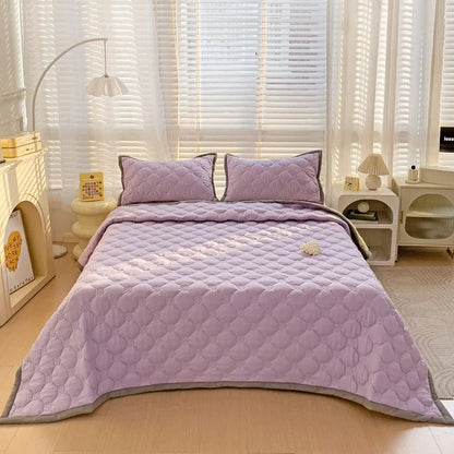 Quilted Bedspread Plaid Style Bed Linen Thickened Bedsheet Home Blanket Skin-friendly Bed Cover (Pillowcase Need Order)