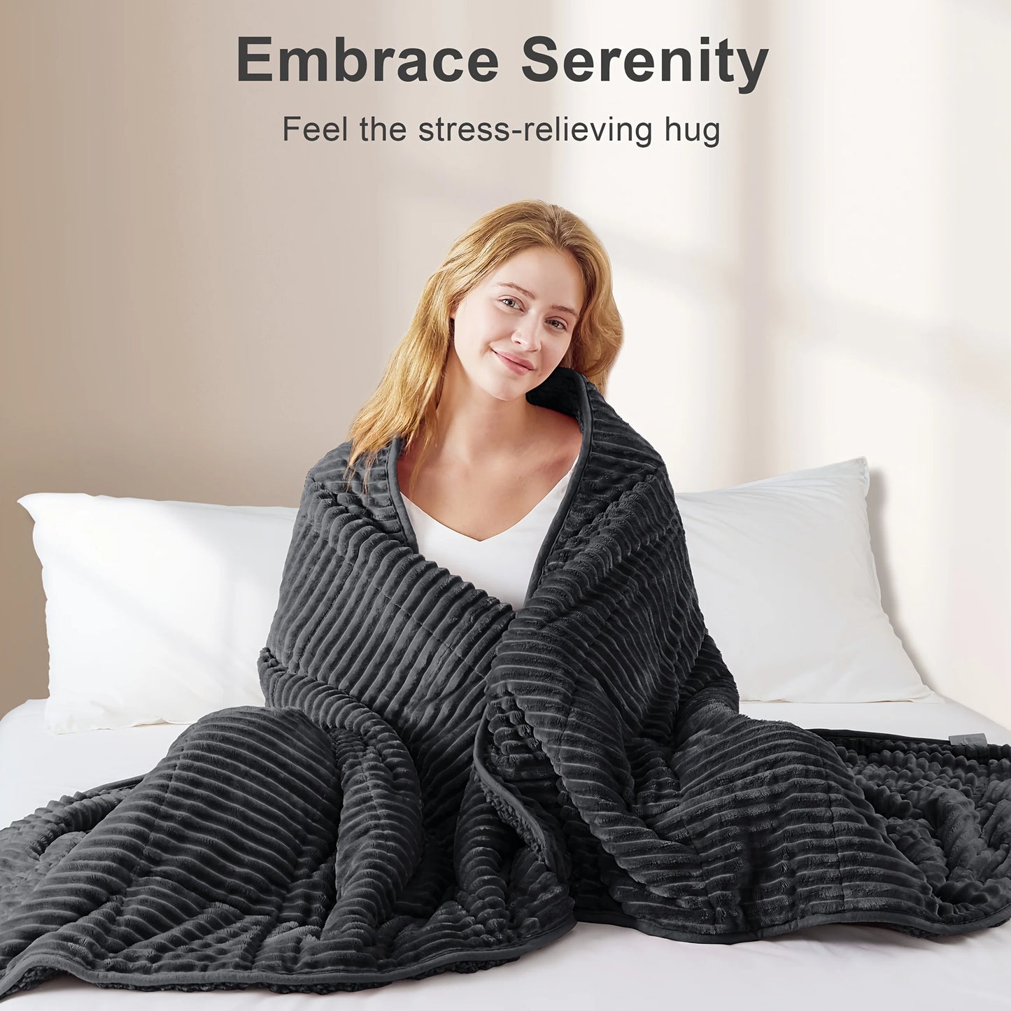 15lbs Weighted Blanket Queen Size for Adults, Dual Sided Heavy Bedspread All Season Cooling Warm, Dark Grey Purple Throw Blanket