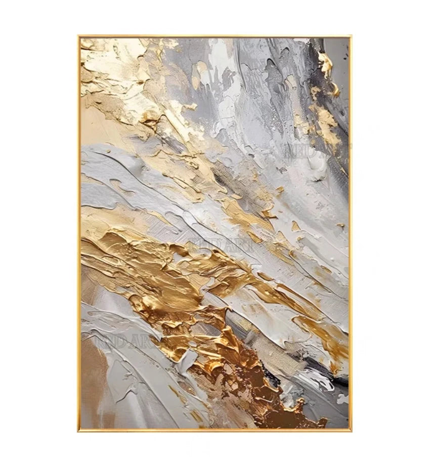 Large Size Contemporary Hand-painted Abstract Picture Golden Foil Oil Paintings On Canvas Bedroom Home Decoration Unframed